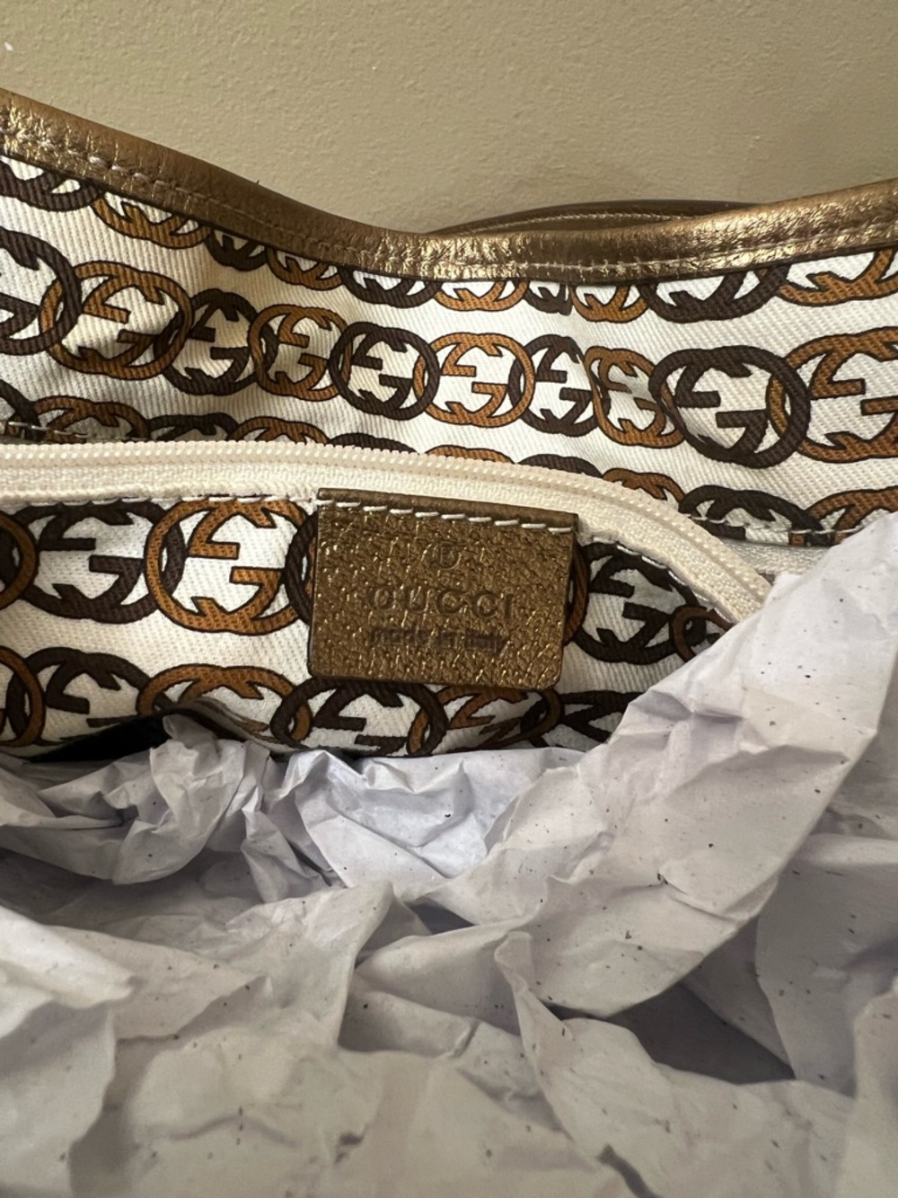 Gucci Beige and Brown GG Canvas Tote with Leather Trim - Picture 7 of 17